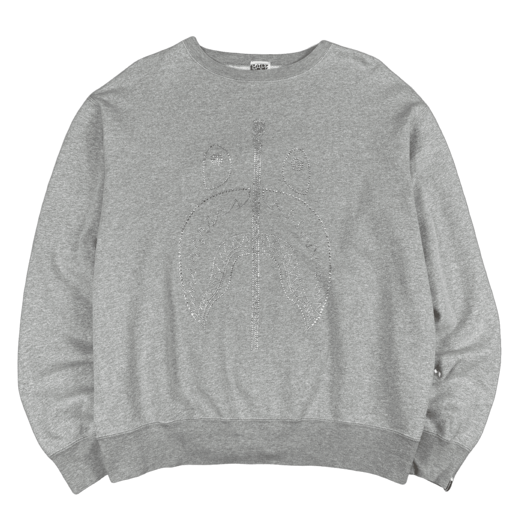 BAPE x Swarovski Crystal Shark Logo Sweatshirt Grey (USED)