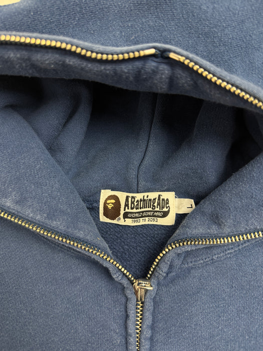 BAPE Hood Logo Full Zip Hoodie Blue (USED) | Vitnage Clothing Store Canada