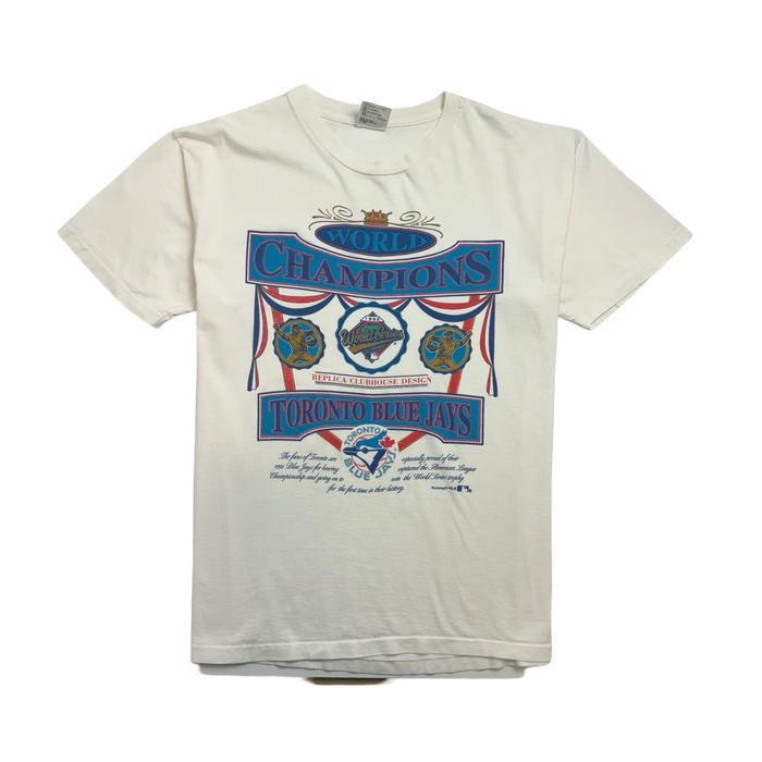 (L) Vintage '92 Toronto Blue Jays Championship Tee White | Vitnage Clothing Store Canada