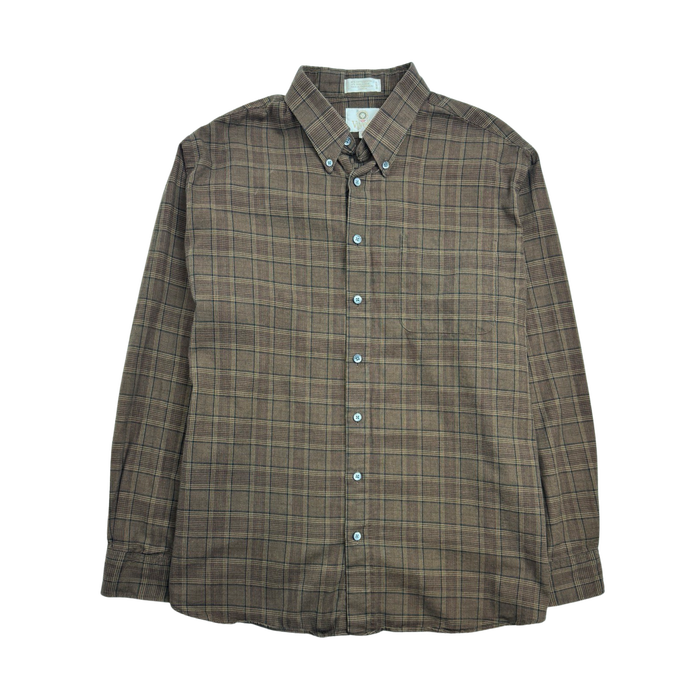 (XL) Vintage Viyella Flannel Button Up Brown | Vitnage Clothing Store Canada