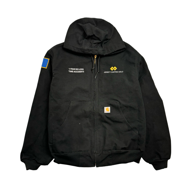 (L) Carhartt Hooded Full Zip Work Jacket Black