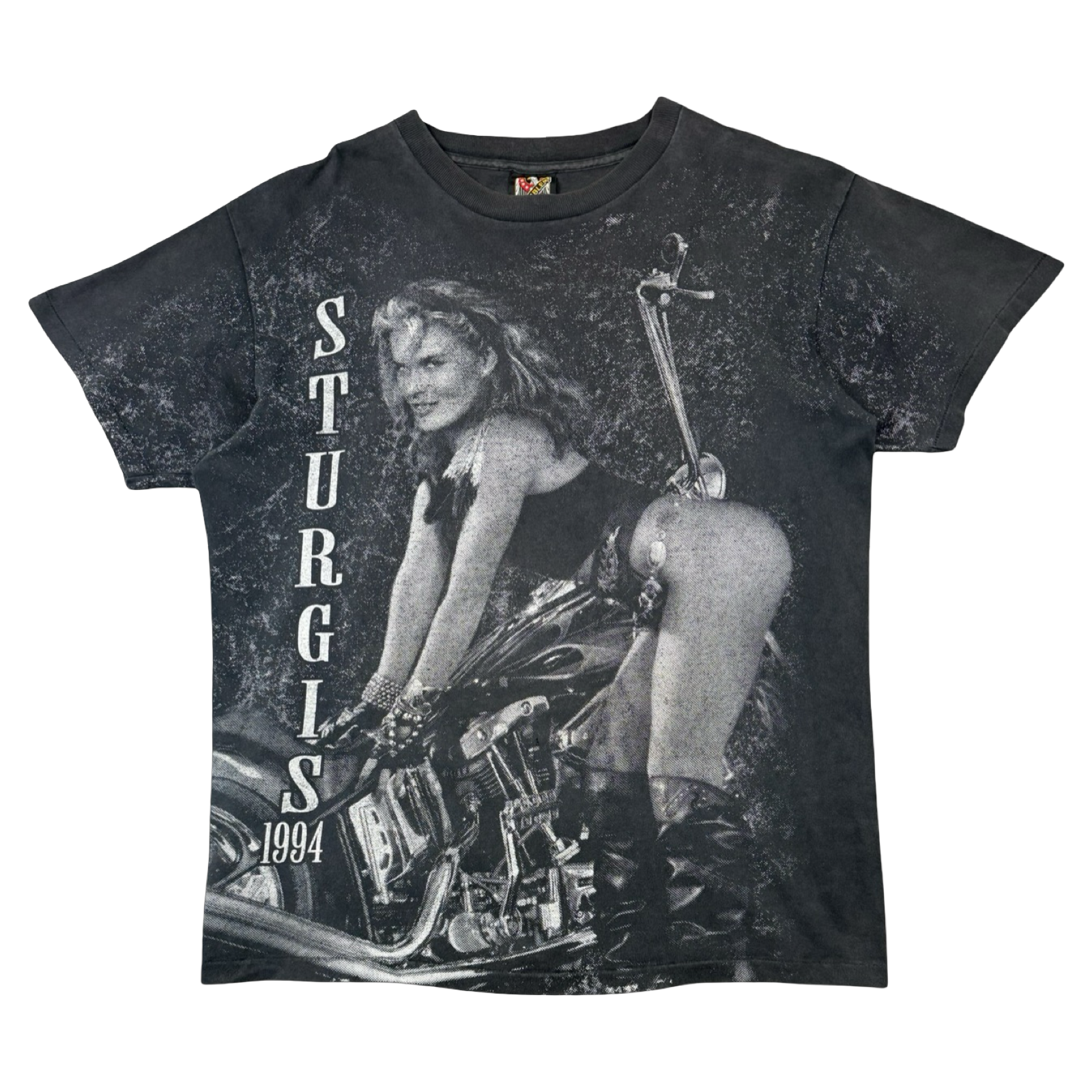 Vintage 3D Emblem Sturgis Black Hills Rally Tee Black