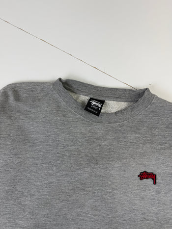 Stussy Embroidered Logo Sweatshirt Grey (USED)