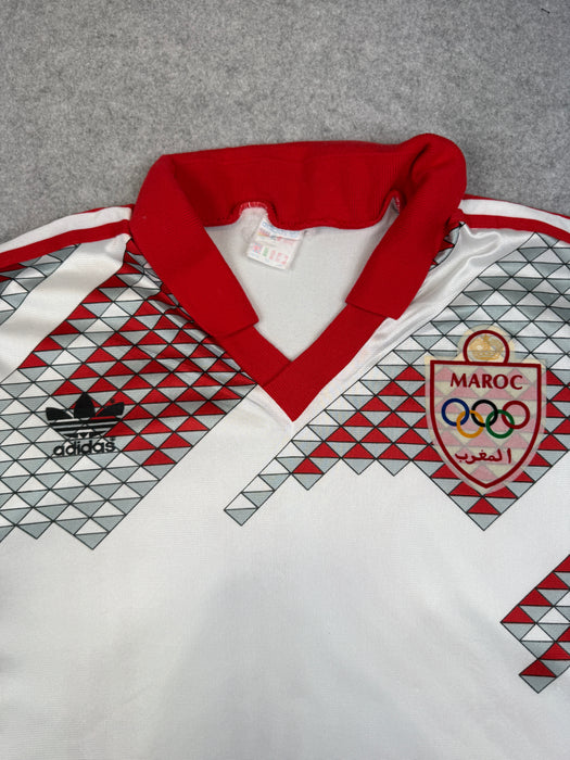 Vintage 90's Adidas Olypmics Morocco Soccer Jersey White | Vitnage Clothing Store Canada