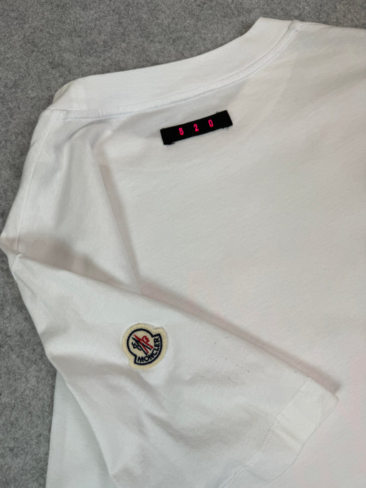 Moncler Love Moncler Pink Logo Tee White (USED) | Vitnage Clothing Store Canada