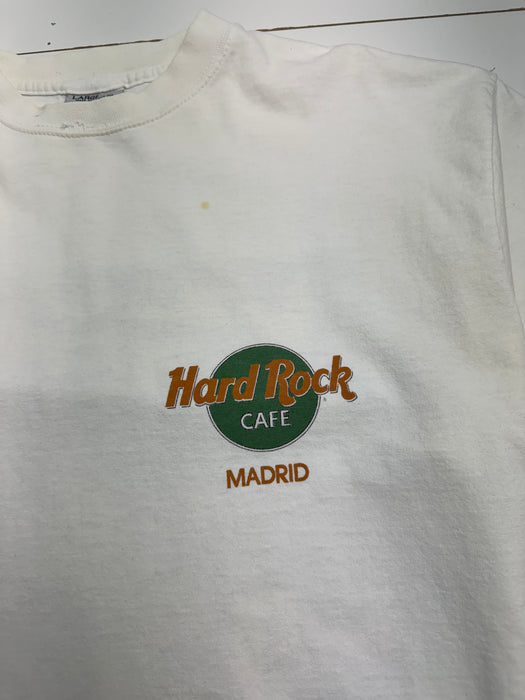 (L) Vintage Hard Rock Cafe Madrid Tee White | Vitnage Clothing Store Canada