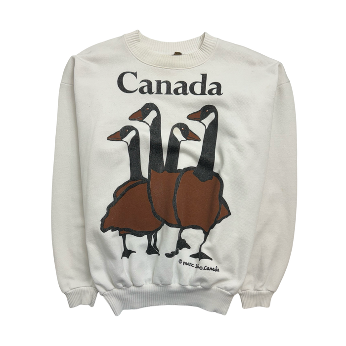 (L) Vintage Canada Geese Sweatshirt White | Vitnage Clothing Store Canada