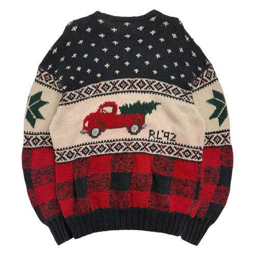 Vintage 90’s Polo Ralph Lauren Truck Holiday Knit Sweater | Vintage Clothing Store Canada