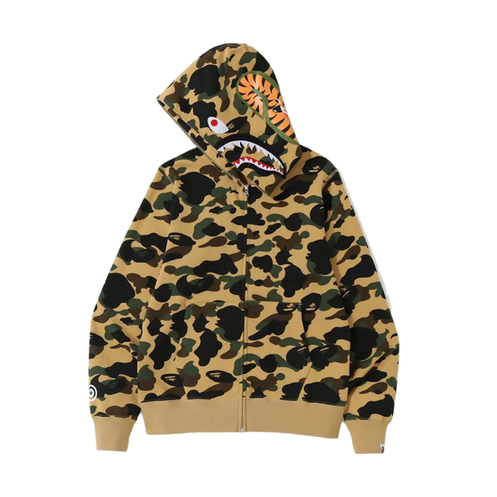 BAPE 1st Camo Shark Full Zip Hoodie Yellow (USED) | Vitnage Clothing Store Canada