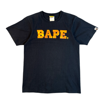 BAPE Orange Camo Spellout Tee Black (USED)