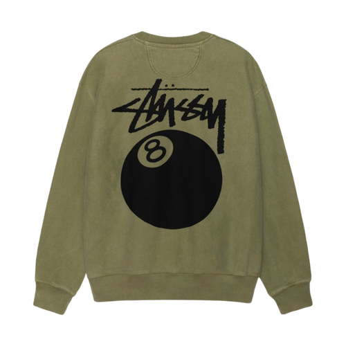 Stussy 8 Ball Pigment Dyed Sweatshirt Olive | Vintage Clothing Store Canada