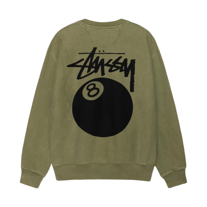 Stussy 8 Ball Pigment Dyed Sweatshirt Olive | Vitnage Clothing Store Canada