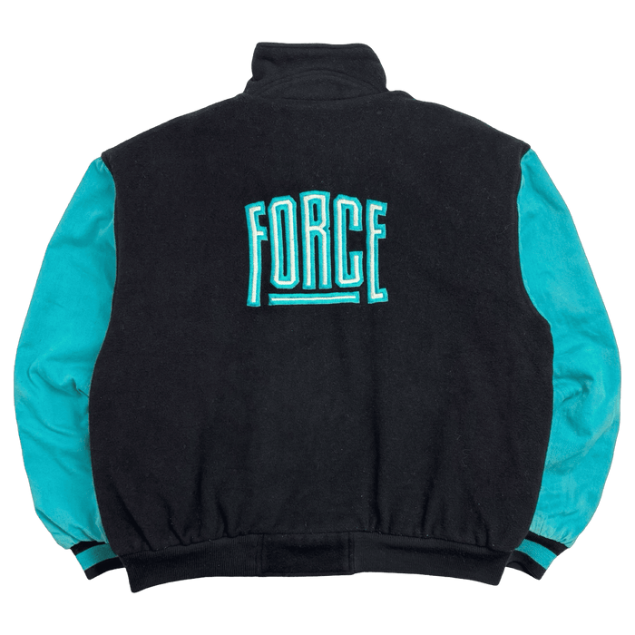 Vintage 90s Nike Force Varsity Jacket Black/Teal | Vitnage Clothing Store Canada