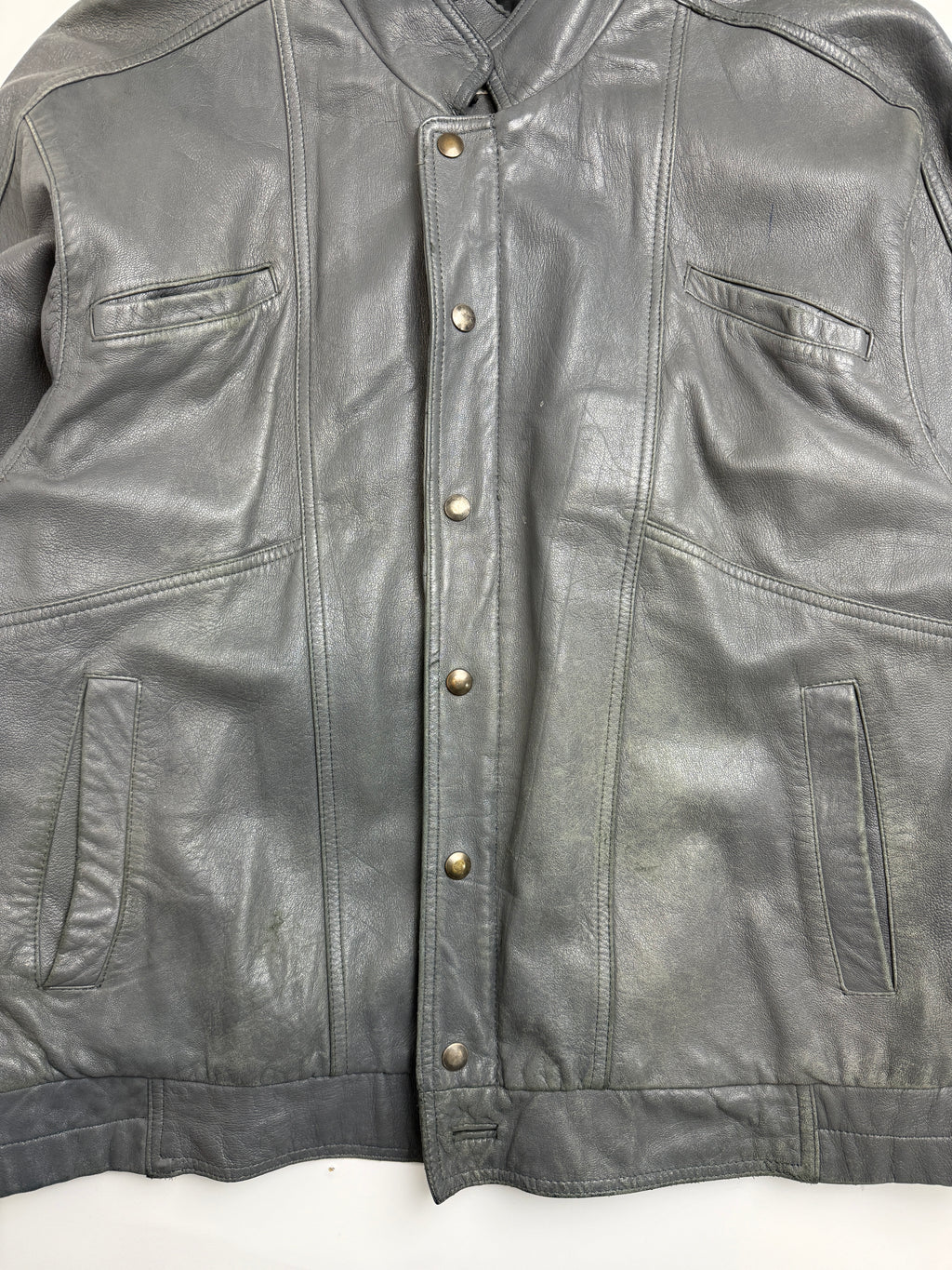 Vintage Men's Yves Saint Laurent Leather Coat Grey