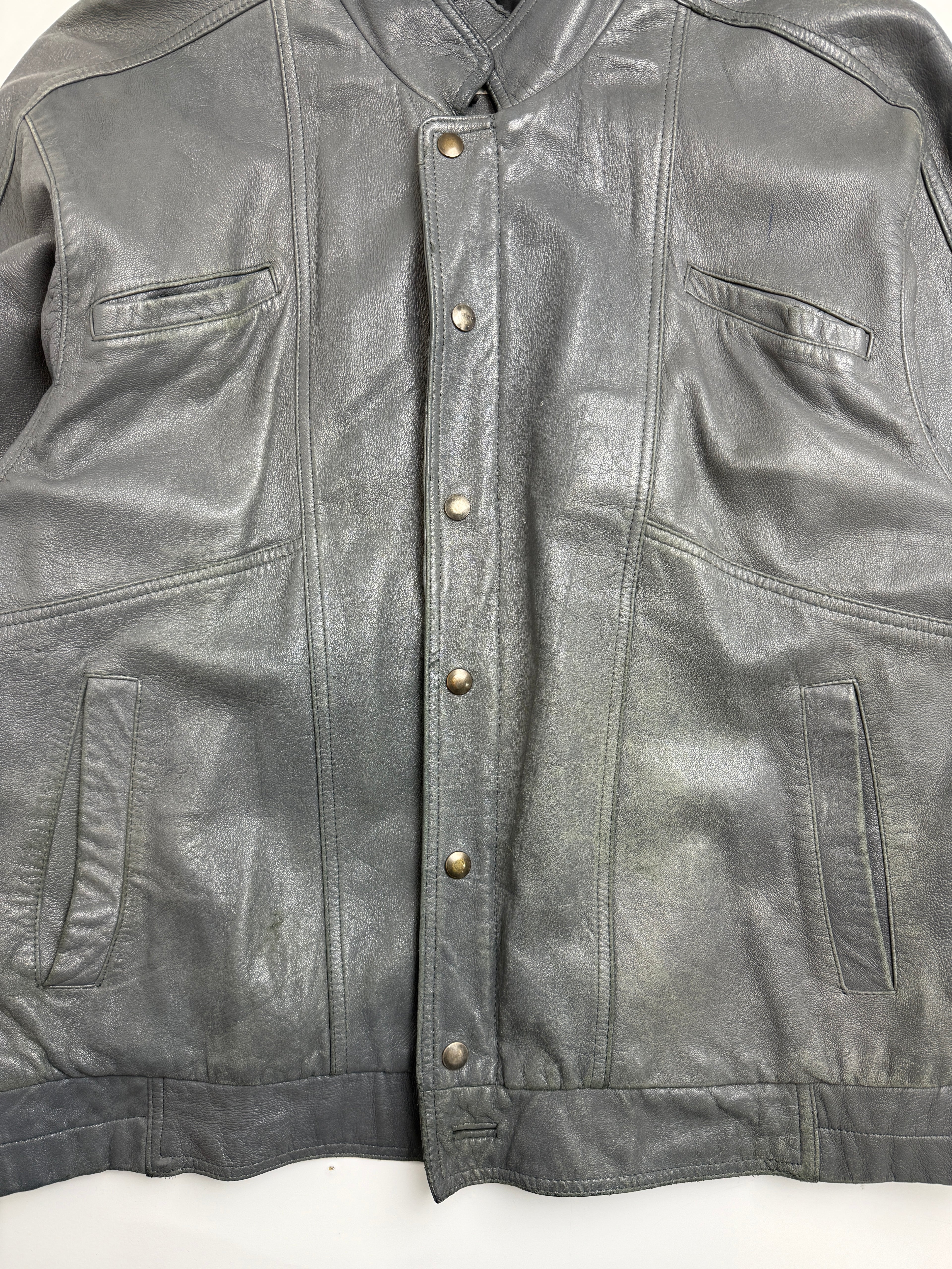 Vintage Men's Yves Saint Laurent Leather Coat Grey