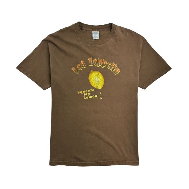 (M) Vintage Led Zeppelin Squeeze My Lemon Tee Brown