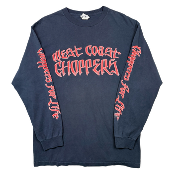 Vintage West Coast Choppers Script Sleeve Logo L/S Tee Navy/Red