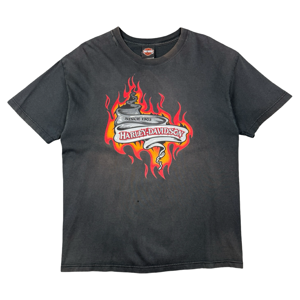 Vintage Harley Davidson Barnes Flame Tee Black