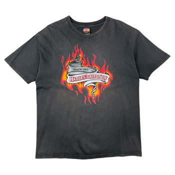 Vintage Harley Davidson Barnes Flame Tee Black