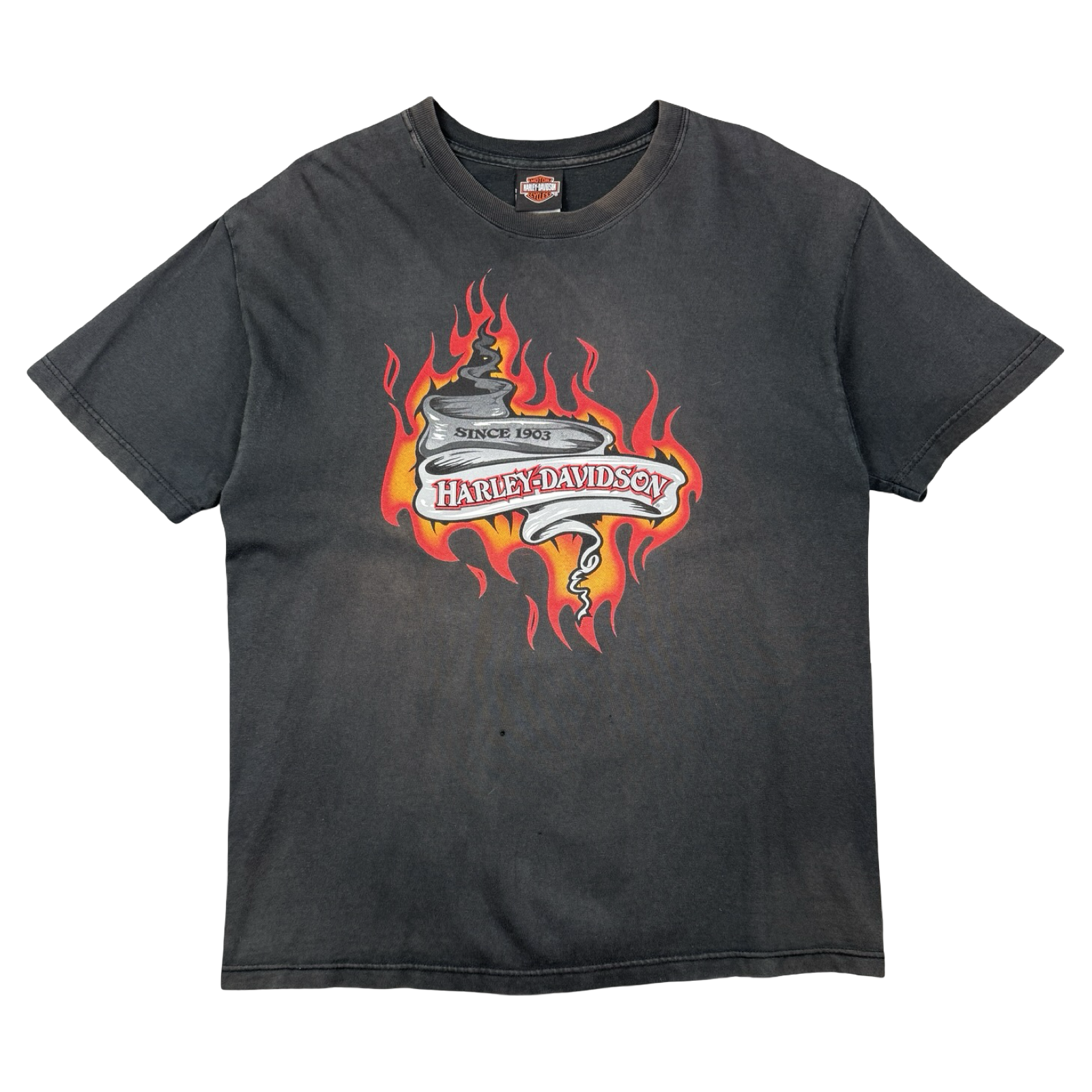 Vintage Harley Davidson Barnes Flame Tee Black