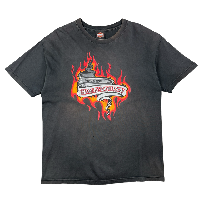 Vintage Harley Davidson Barnes Flame Tee Black