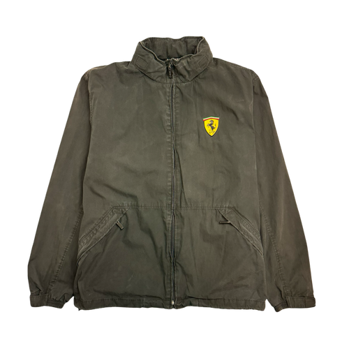 (M) Vintage Ferrari Zip-Up Windbreaker Jacket Black | Vintage Clothing Store Canada