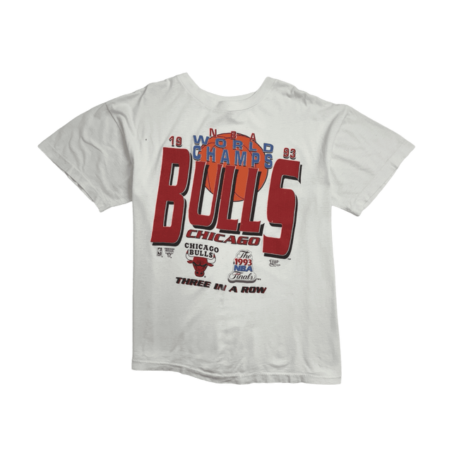 (L) Vintage '93 Chicago Bulls World Champs Tee White