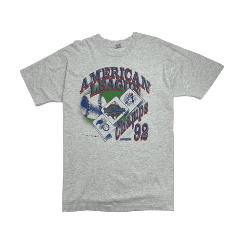 (XL) Vintage '92 American League Champs Toronto Blue Jays Tee Grey | Vintage Clothing Store Canada