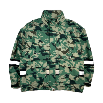 BAPE Woodland Camo Relaxed Fit Safety Jacket Olive Drab (USED)