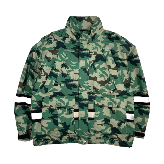 BAPE Woodland Camo Relaxed Fit Safety Jacket Olive Drab (USED)