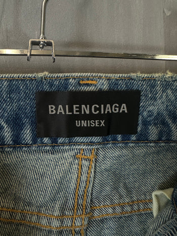 Balenciaga All-Over Logo Oversized Denim Pants