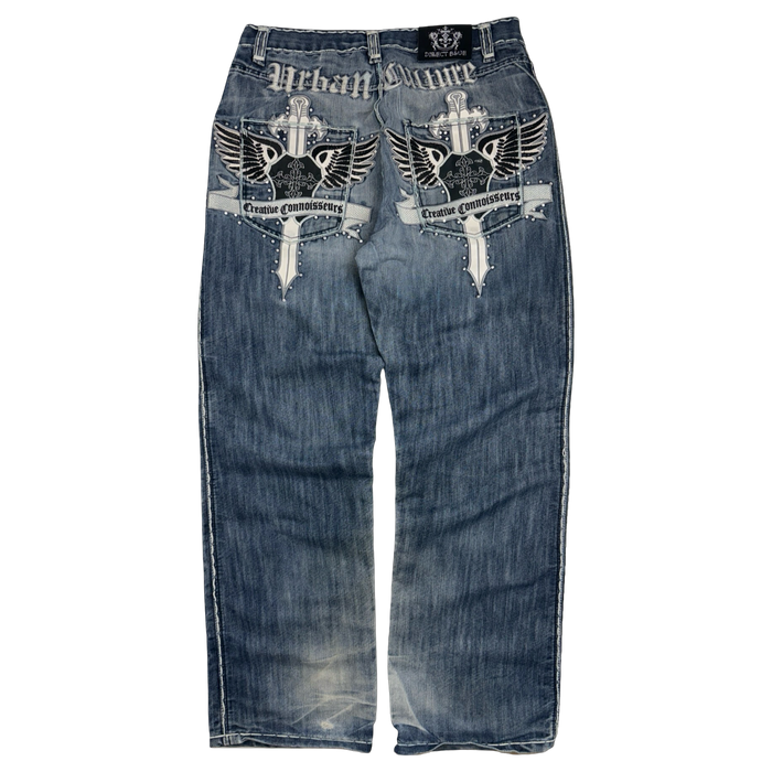 Direct Blue Creative Connoisseurs Y2K Denim Pants | Vitnage Clothing Store Canada