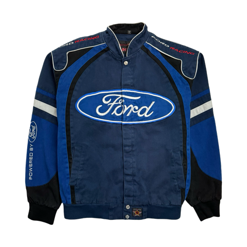 (M) Vintage Jeff Hamilton Ford Racing Jacket Blue | Vintage Clothing Store Canada