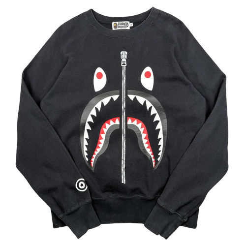 BAPE Shark Zipper Crewneck Black (USED) | Vintage Clothing Store Canada