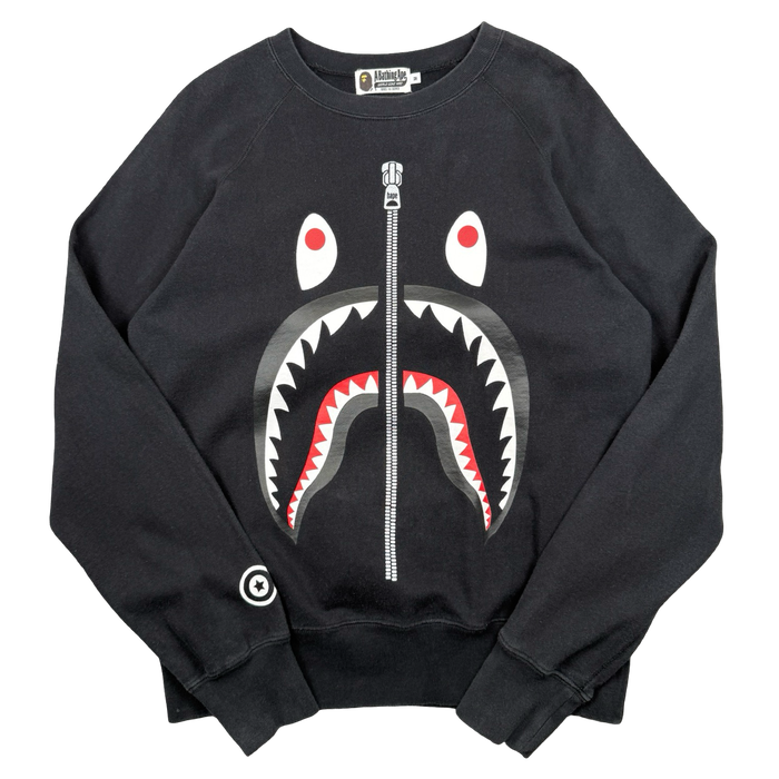BAPE Shark Zipper Crewneck Black (USED) | Vitnage Clothing Store Canada