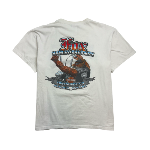 Vintage '12 Fox Owen Sound Harley Davidson Tee White | Vintage Clothing Store Canada