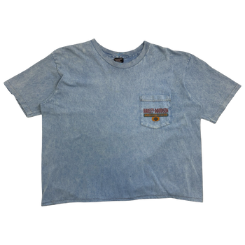 Vintage 1996 Harley Davidson Lynchburg Virginia Cropped Tee Blue