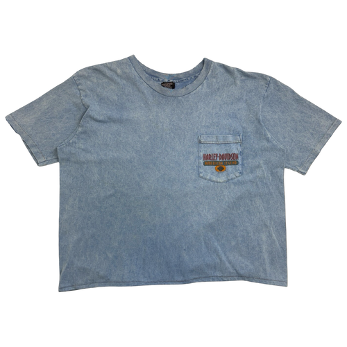 Vintage 1996 Harley Davidson Lynchburg Virginia Cropped Tee Blue | Vintage Clothing Store Canada