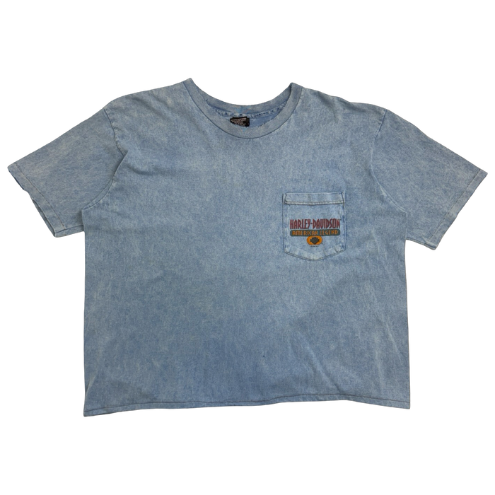 Vintage 1996 Harley Davidson Lynchburg Virginia Cropped Tee Blue | Vitnage Clothing Store Canada