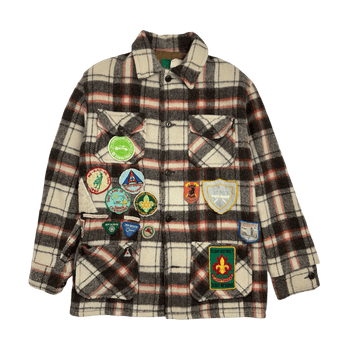 (L) Vintage 90s Camper Coats Patch Button-Up Flannel