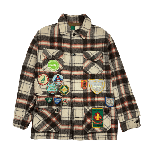 (L) Vintage 90s Camper Coats Patch Button-Up Flannel | Vintage Clothing Store Canada