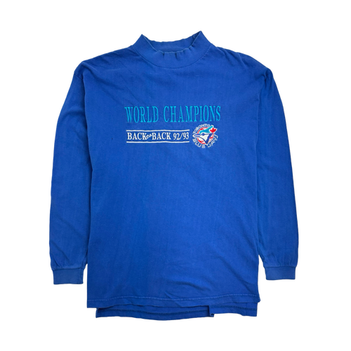 (M) Vintage '93 Back To Back Toronto Blue Jays L/S Tee Blue | Vintage Clothing Store Canada