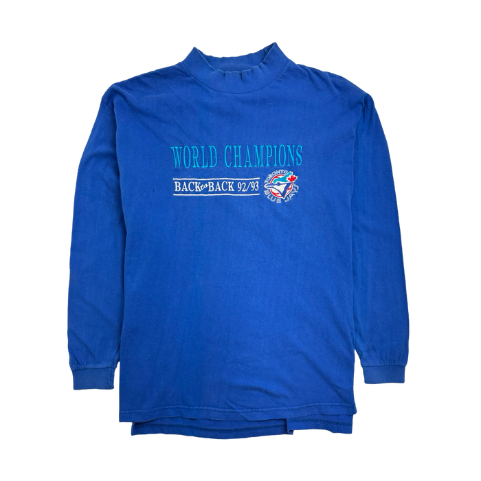 (M) Vintage '93 Back To Back Toronto Blue Jays L/S Tee Blue | Vitnage Clothing Store Canada