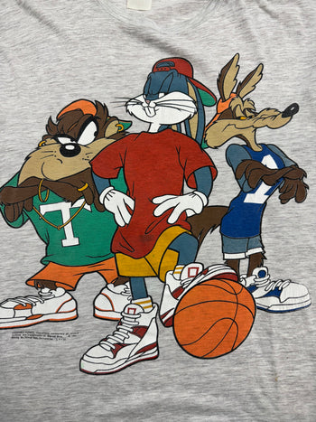 (M) Vintage '93 Looney Tunes Basketball Tee Grey