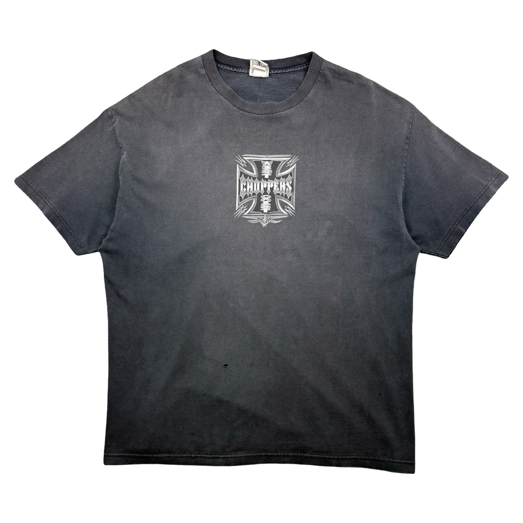 Vintage West Coast Choppers Silver Pinstripe Cross Logo Tee Black