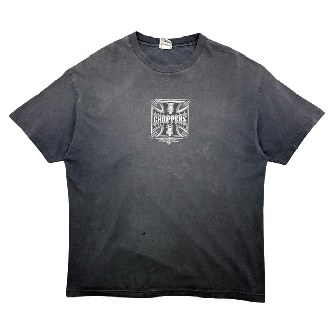 Vintage West Coast Choppers Silver Pinstripe Cross Logo Tee Black