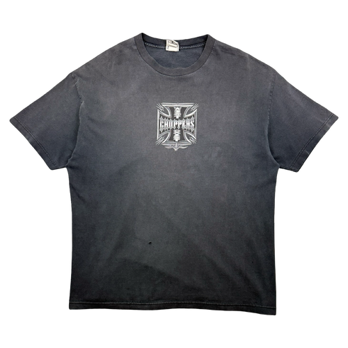 Vintage West Coast Choppers Silver Pinstripe Cross Logo Tee Black | Vintage Clothing Store Canada