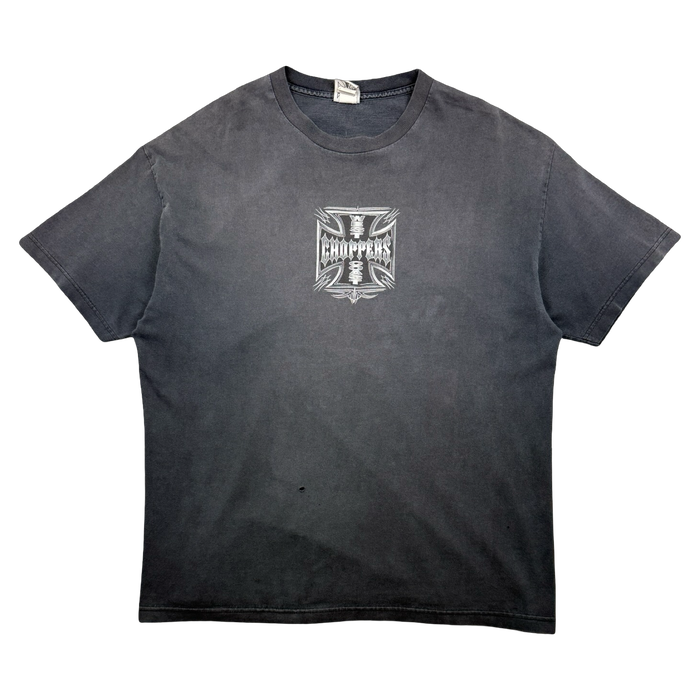 Vintage West Coast Choppers Silver Pinstripe Cross Logo Tee Black | Vitnage Clothing Store Canada