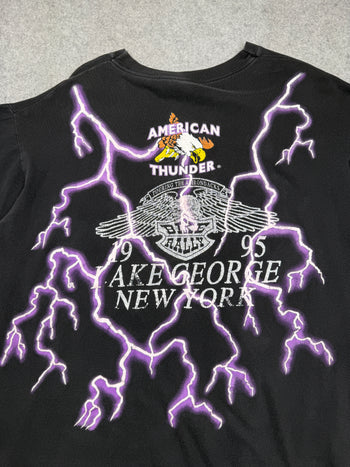 Vintage American Thunder Lightning Eagle Americade Tee Black