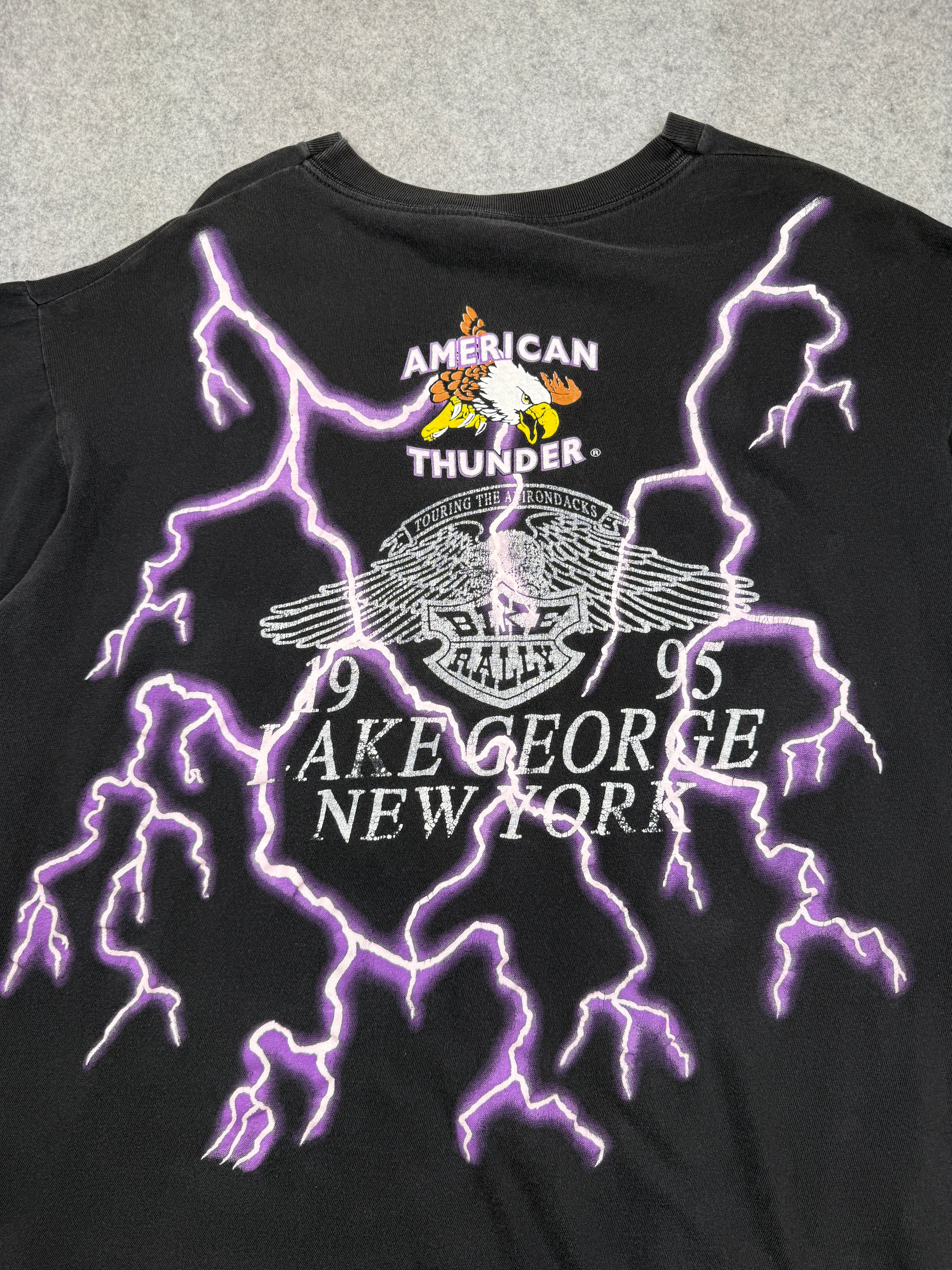 Vintage American Thunder Lightning Eagle Americade Tee Black